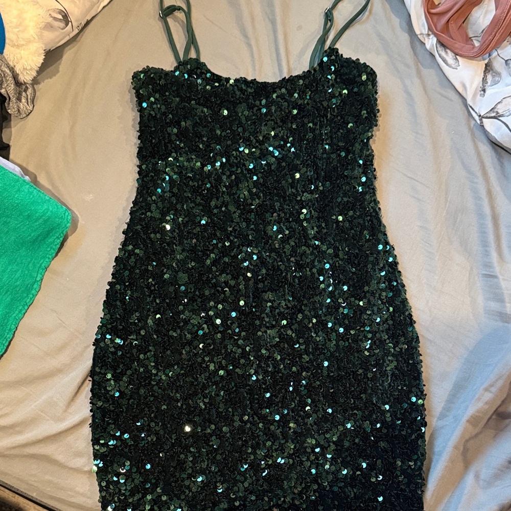 Lucy in the Sky Emerald Sequin Mini Dress
